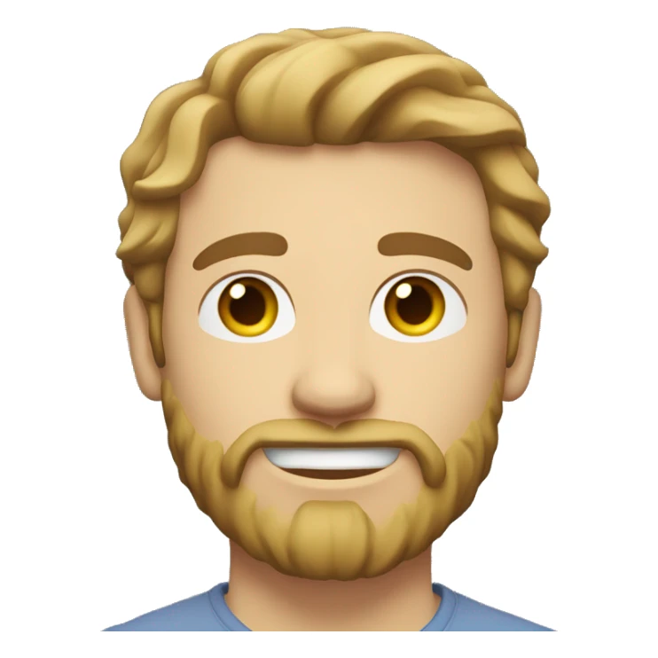 Man with light skin, Caucasian, shoulder-length wavy light brown hair, beard, mustache. sticker