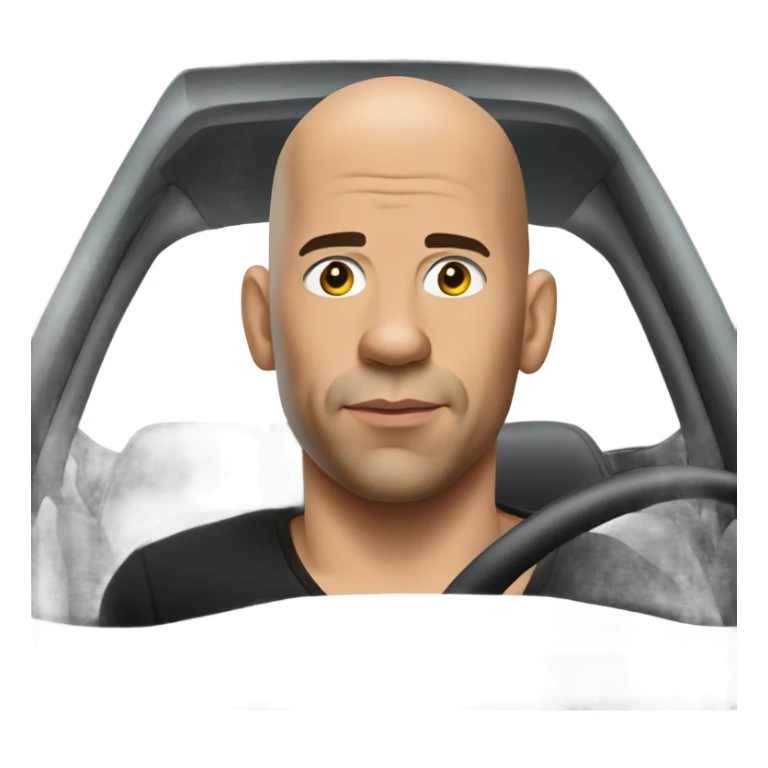 Vin Diesel in profile driving a car sticker