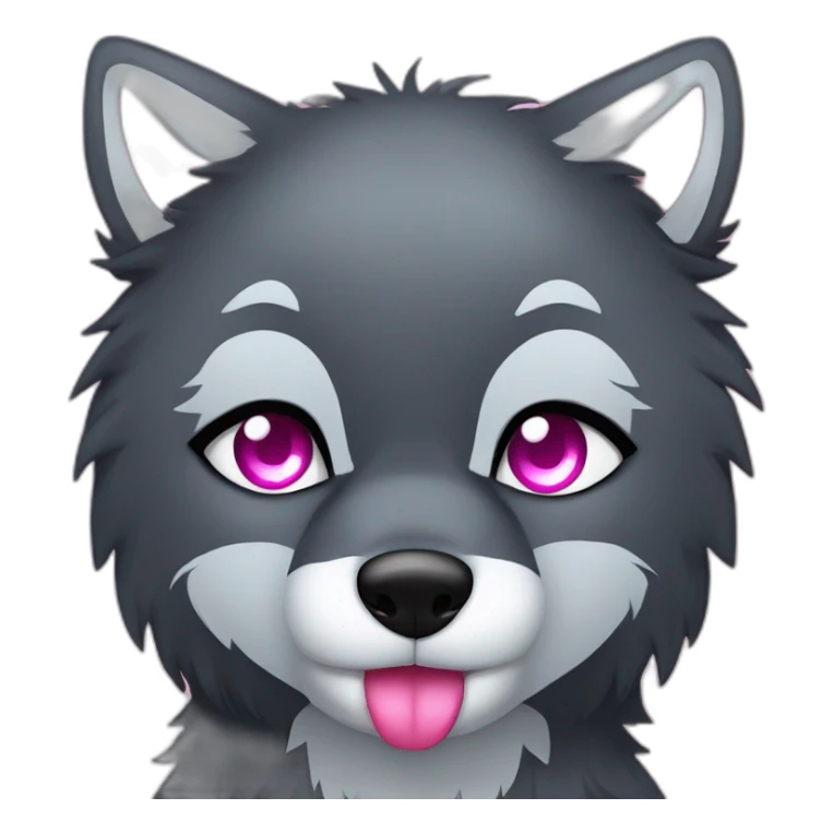 Black wolf with blue eyes kissing gray tiger with pink eyes sticker