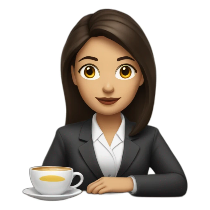 Brunette lawyer Cristiane Mello with honey eyes having a coffee”. sticker