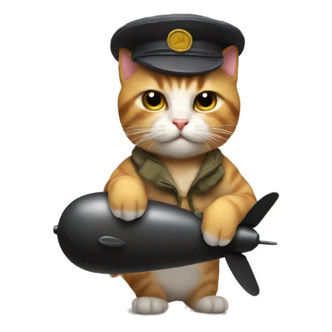 Cat with propeller hat on and bomb in hand  sticker