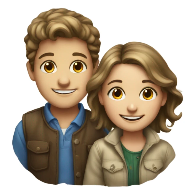 smiling girl and boy portrait sticker