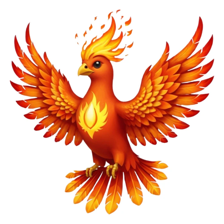 Phoenix force from marvel in a shape of flame bird face to screen with spread wings sticker