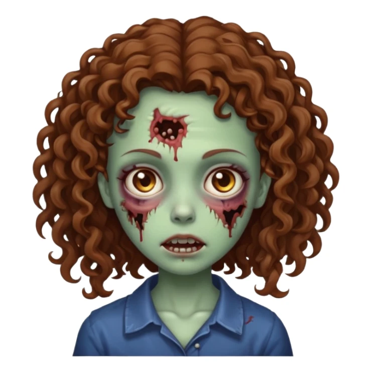 Zombie girl with Brown curly hair sticker