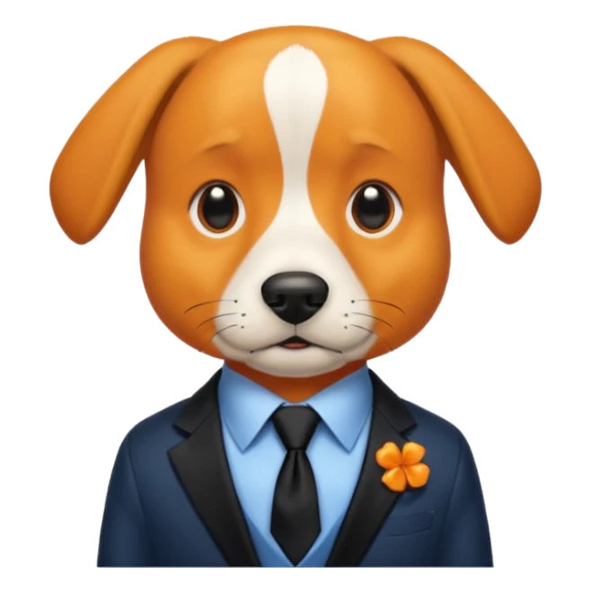 orange dog with black tie,blue shirt sticker