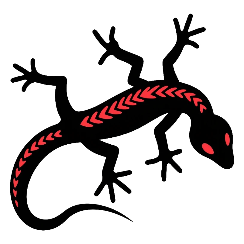 salamander black with fiery red flashes on the scales sticker