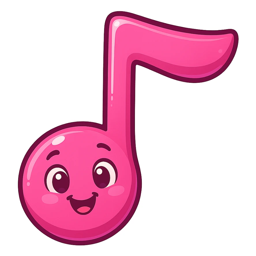 pink music note emoji, playful and bright sticker
