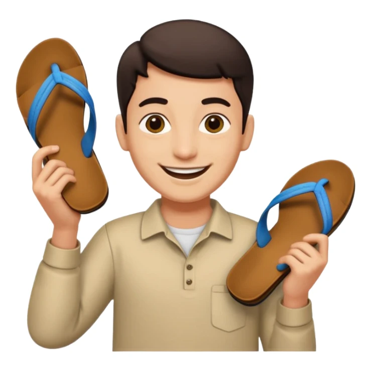Smile, holding a chappal, emoji sticker