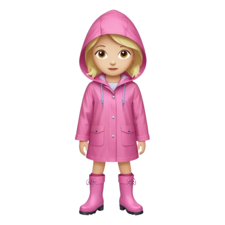 Blond girl with pink raincoat and hood and boots sticker