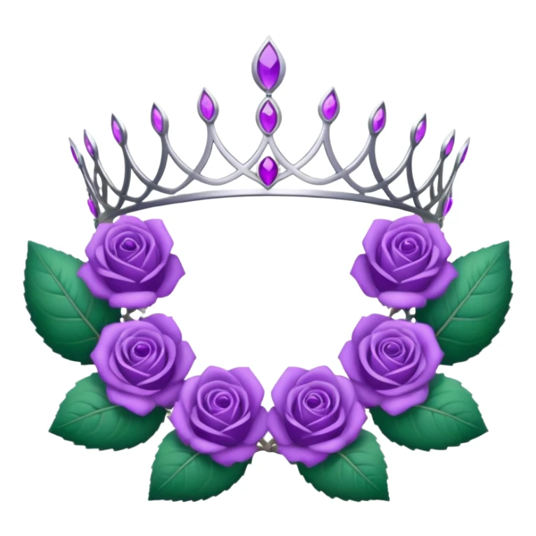 Purple rose with silver tiara and a purple emblem leaf wreath sticker
