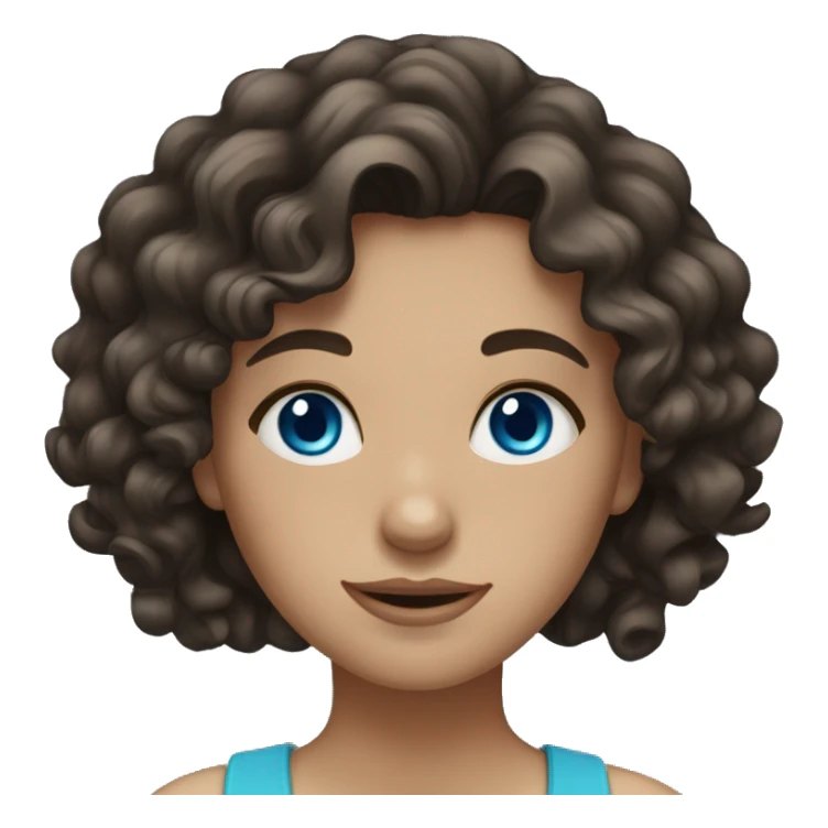 Girl with curly dark brown hair and blue eyes sticker