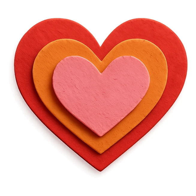 heart with layered paper craft look sticker