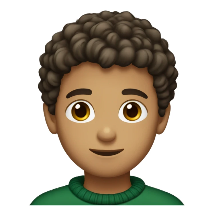 winter, christmas, young boy, short curly brown hair, brown eyes, hispanic, dark green sweater sticker