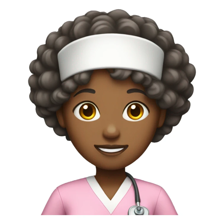 black nurse with curly hair and pink scrubs sticker