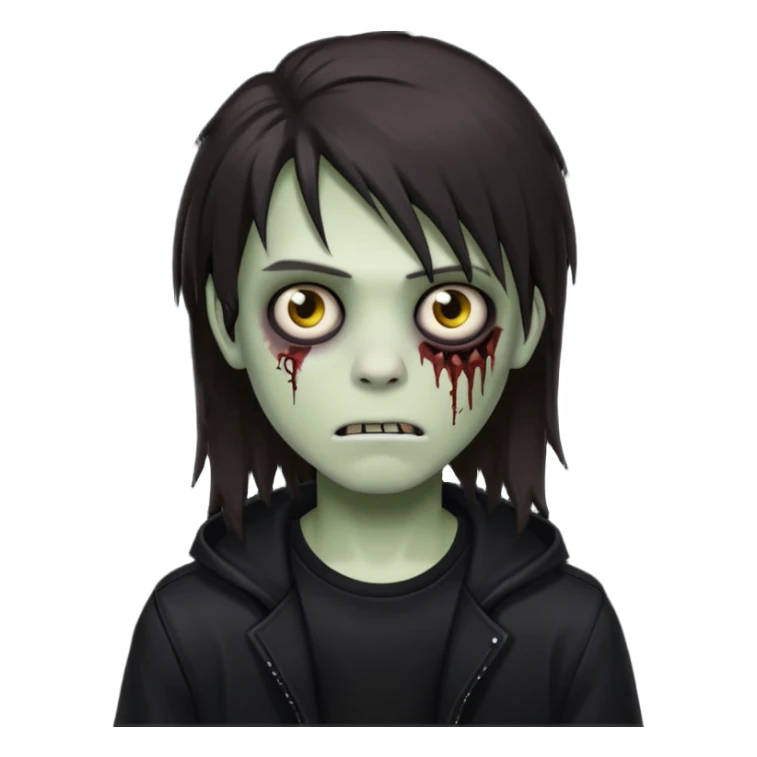 boy zombie with darkish brown long hair emo sticker