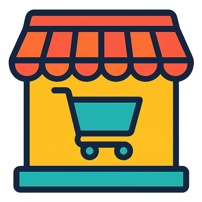 modern marketplace symbol, branding-ready, clean and minimalistic design sticker