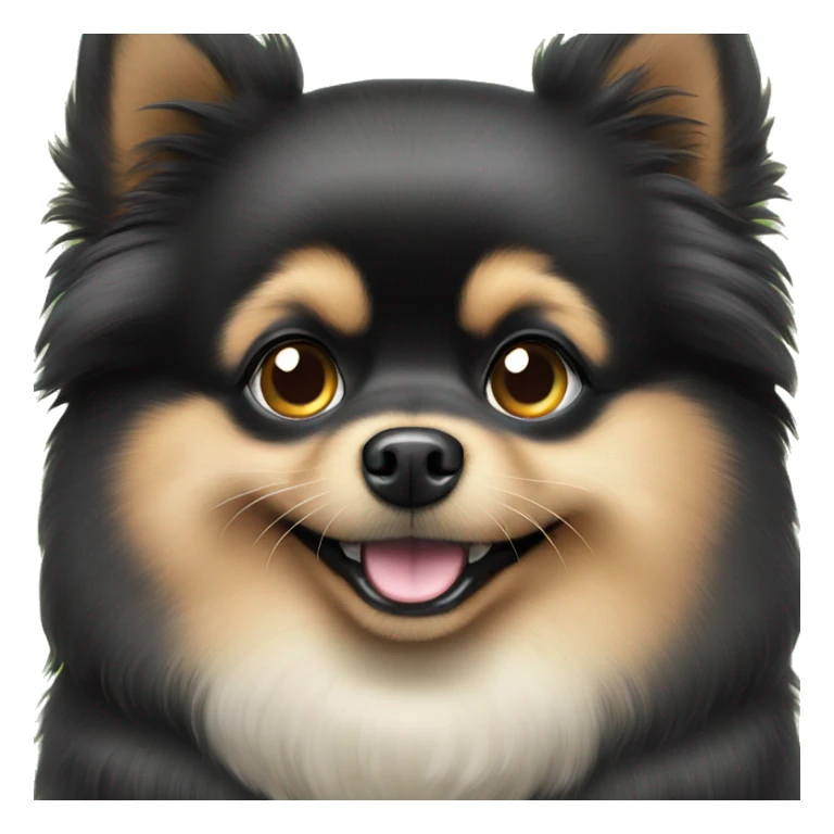 Black Pomeranian with sparkling eyes begging for food sticker