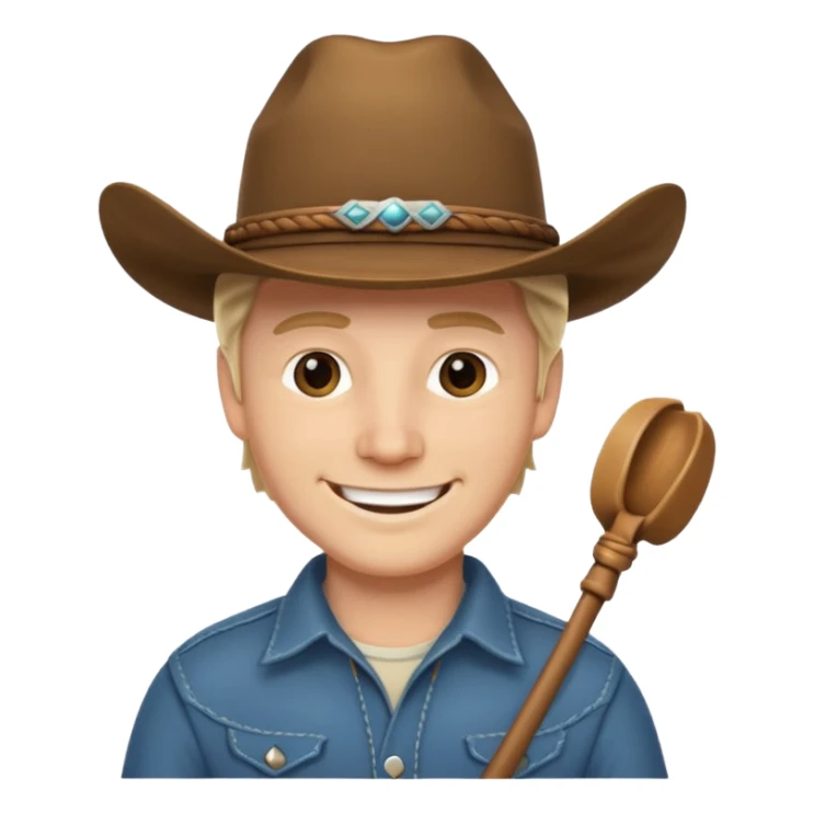 Give this emoji 🤠 a whip make it a white guy  sticker