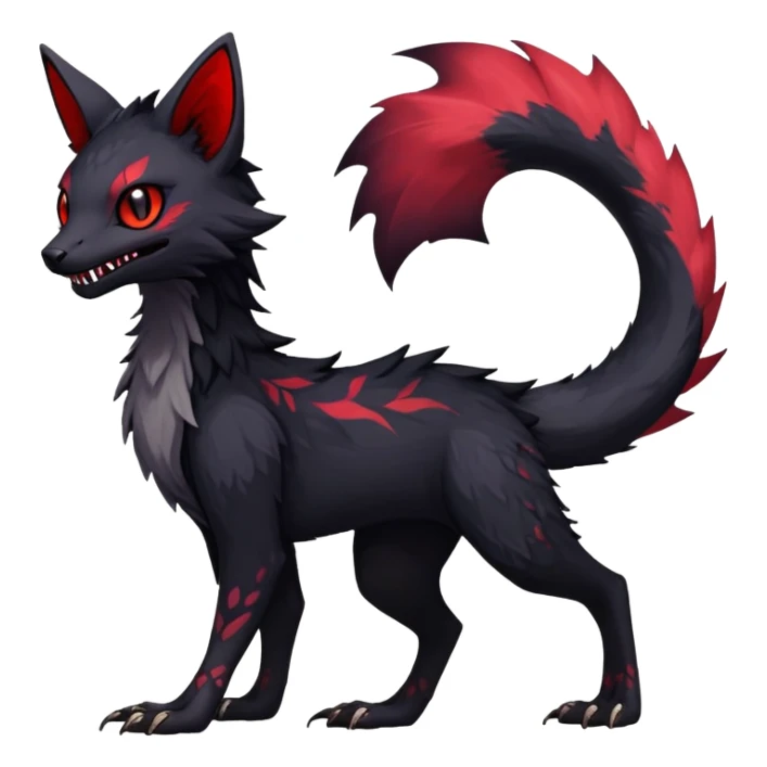 Rare realistic exotic edgy dark gothic gloomy epic pretty beautiful handsome gorgeous aesthetic colorful vibrant Vernid-Trico-species-Fakemon-creature by LiLaiRa, 4 legs, 1 tail, random markings, (full body) sticker