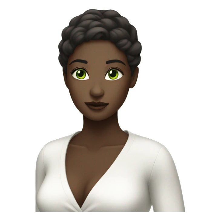 dark-skinned beauty in white outfit green eyes sticker