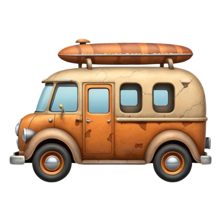 Ron’s Professional antique tall Flintstones moving van hot rod (bug shaped)  sticker