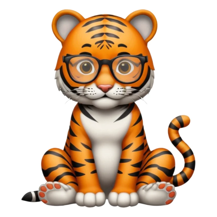 full body of tiger wear glasses sticker