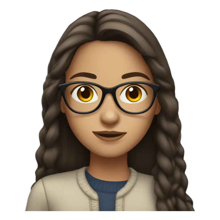 Girl brunette with long hair and glasses  sticker