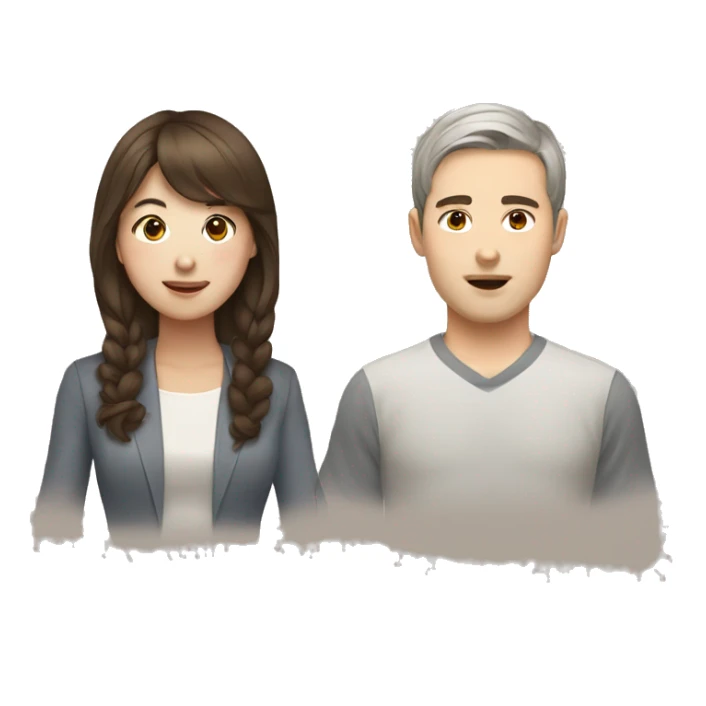 south korean girl and brown haired white guy sticker