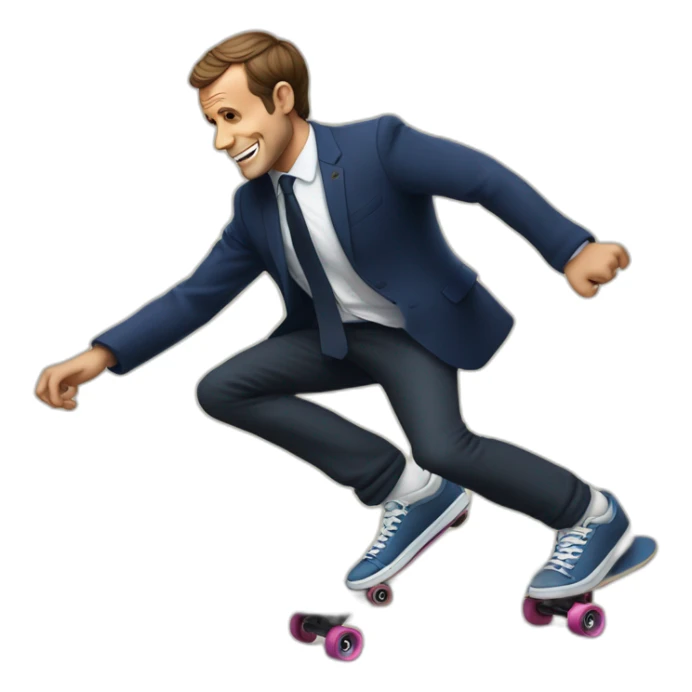 Macron qui dance ave un chat sur un skateboard sticker