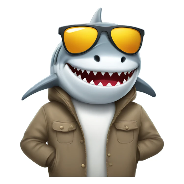 shark wearing a coat and shades sticker