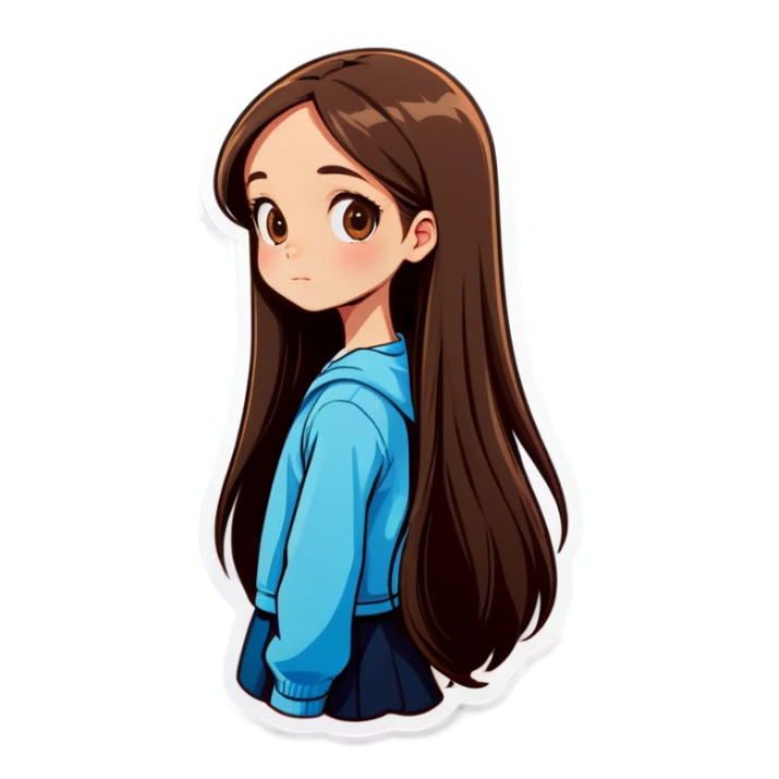 Girl with long straight brown hair  sticker