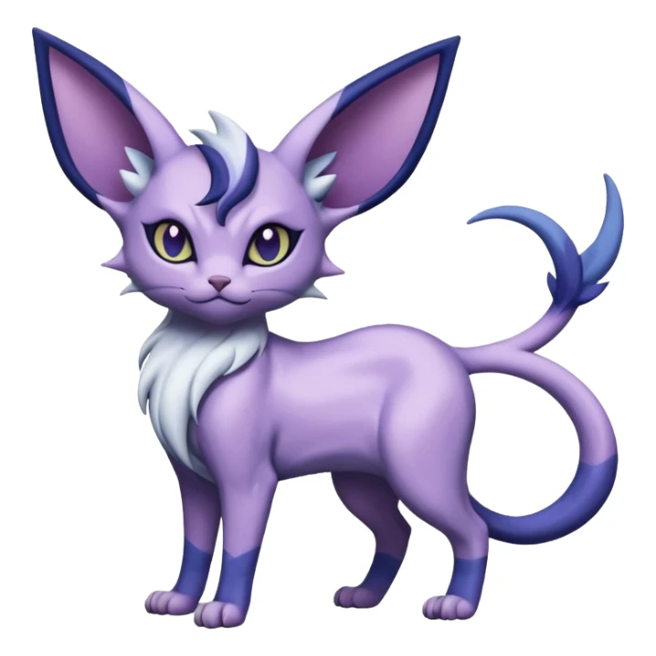 Dusky Purple-Navy Velvet-Coated Shadow-Striated Elegant Feline Absol-Espeon-hybrid-creature (full body) sticker