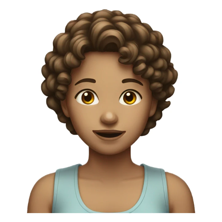 girl with short curly brown hair sticker