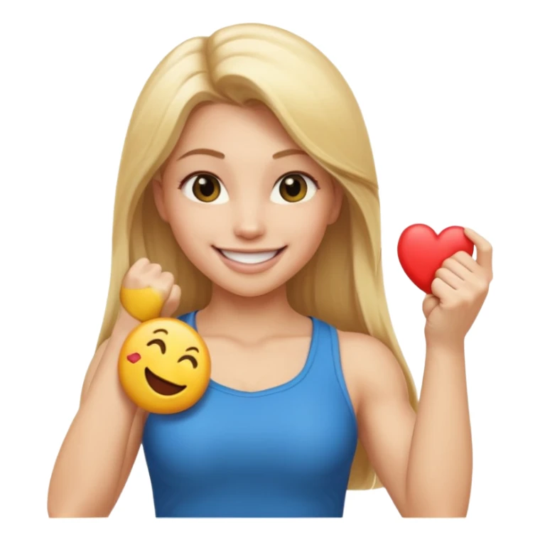 blonde long straight hair young women show biceps emoji sticker