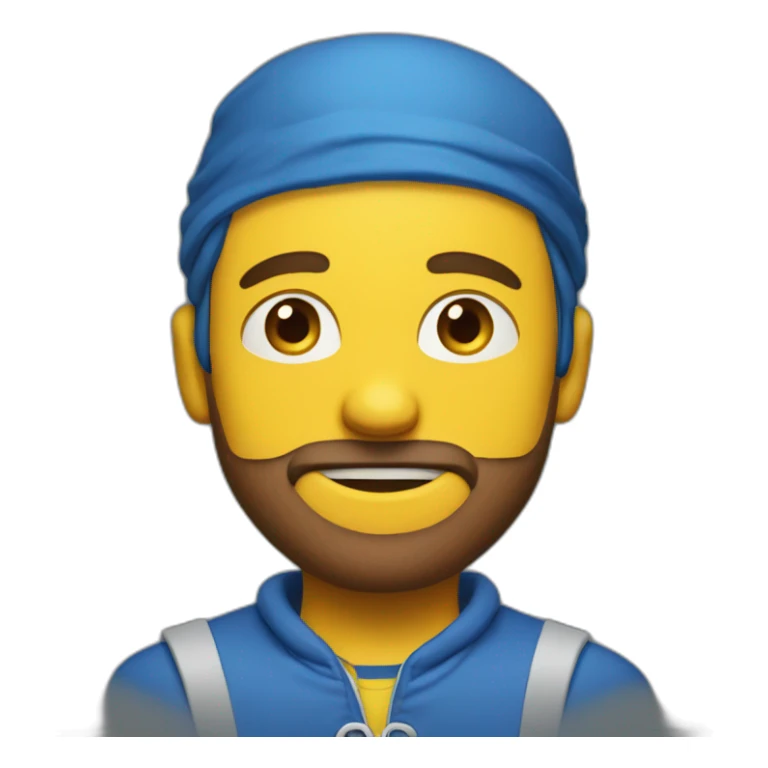 A guy With a blue rair and a yellow bandana in he head with a blue eyes and a blue outfit sticker