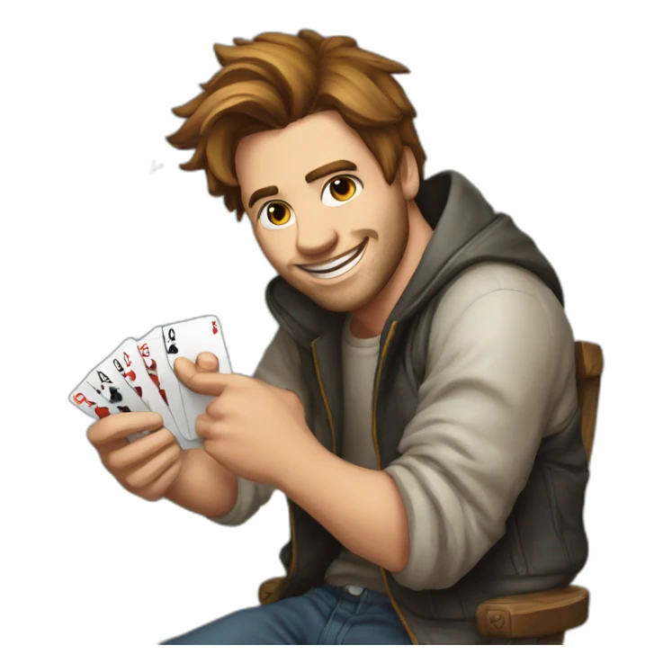 guy have poker cards in hand dounle 9  sticker