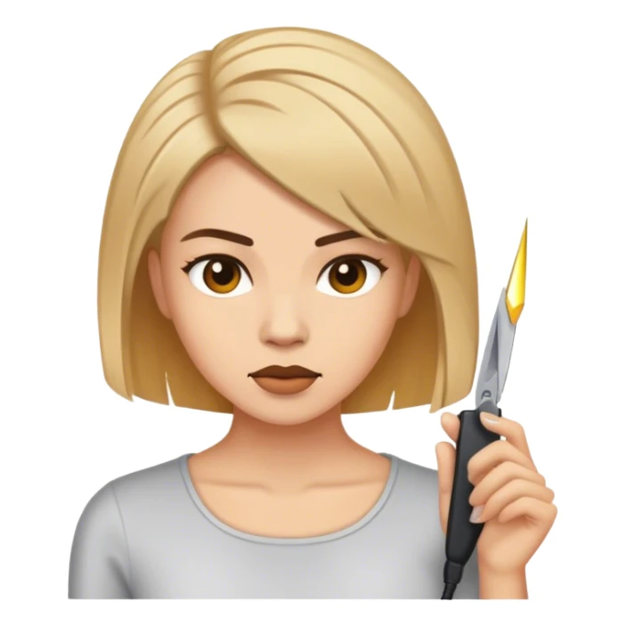 Woman cutting her hair on impulse sticker