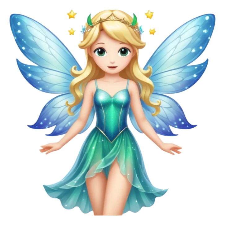 a magical fairy with sparkling wings and flowing dress sticker