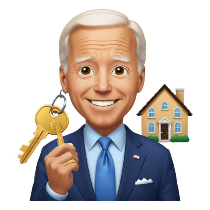 Joe Biden with keys to a new house sticker