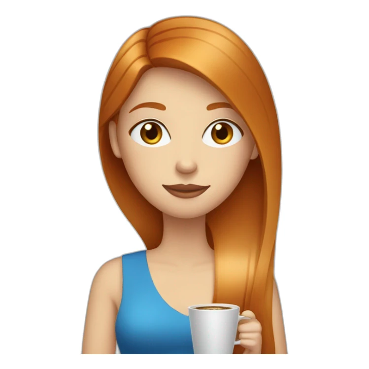 Ginger straight hair and blue eyes woman drinking a coffee sticker