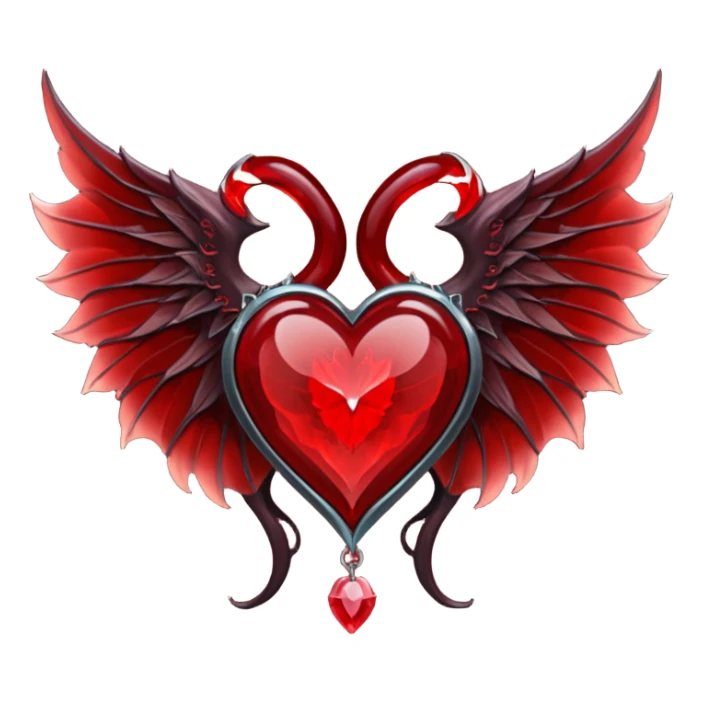 succubus wings, cryhstal heart  sticker