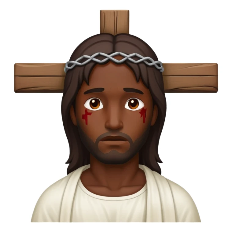Dark skin christ injured on cross sticker