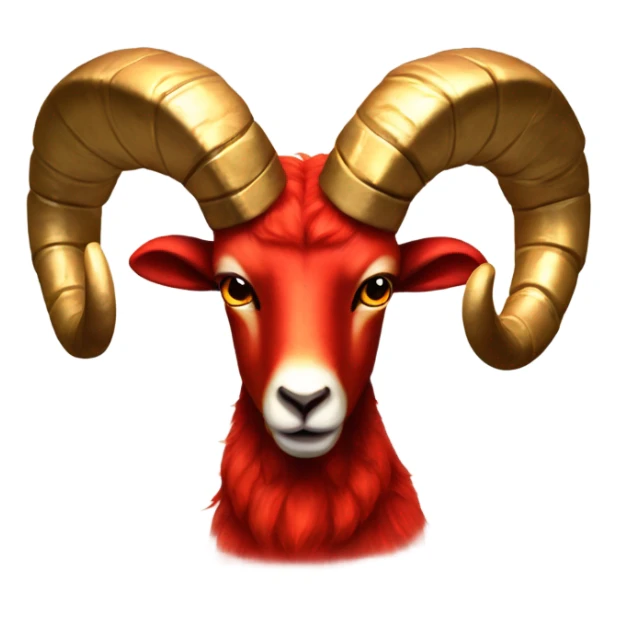 Realistic fire red ram fire flaming red hot fire fur gold horns Aries sticker