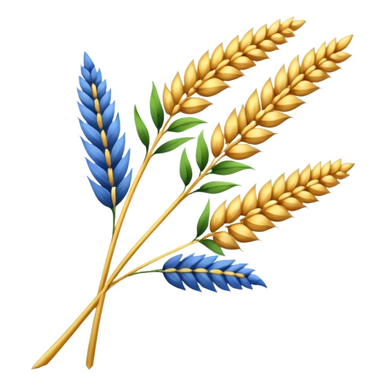 A golden wheat stalk with blue leaves sticker