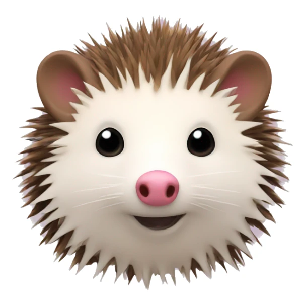 Hedgehog white brown quills one pink ear one brown ear different colored ears  sticker