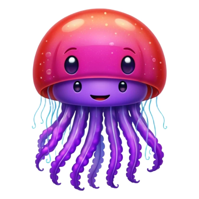 color gradient between red and purple glitter cute happy jellyfish sticker