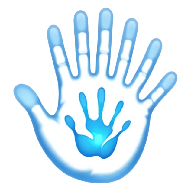 handprint with a glowing sign in the center sticker