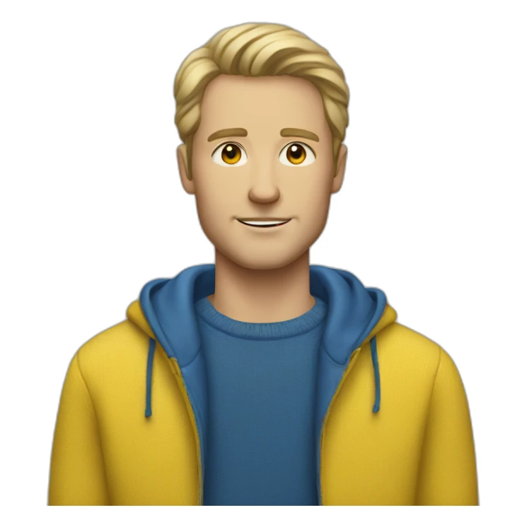 White Man in blue and yellow sweater sticker