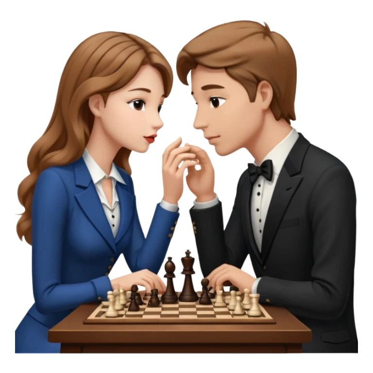 two lovers playing chess kissing tenderly sticker