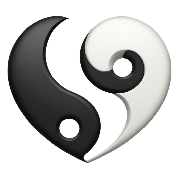 heart shaped yin-yang black and white sticker